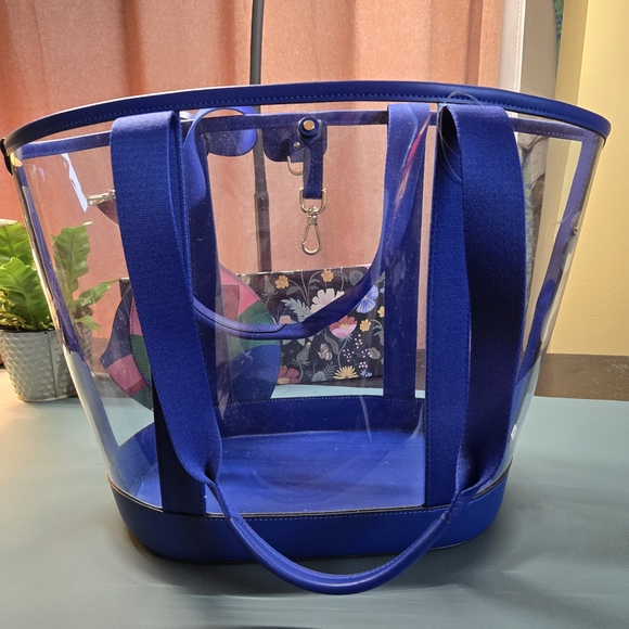 KATE SPADE What A Catch Top Handle Clear Novelty Tote with Fish Pouch Rare - Picture 5 of 9